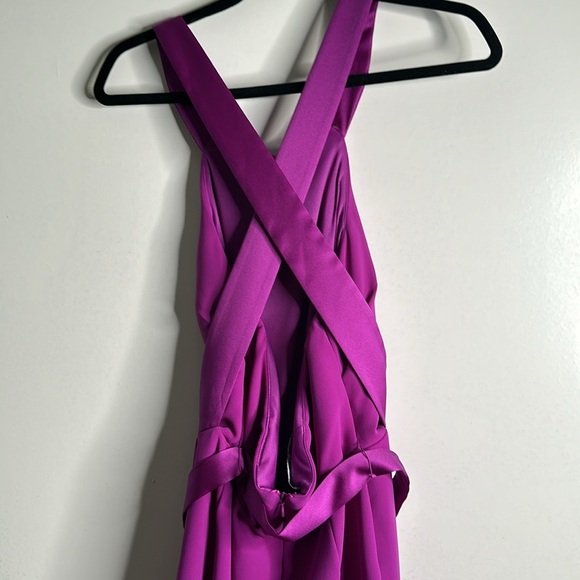 WHITE Vera wang halter cress cross back halter maxi dress s 8 purple formal - Picture 6 of 11